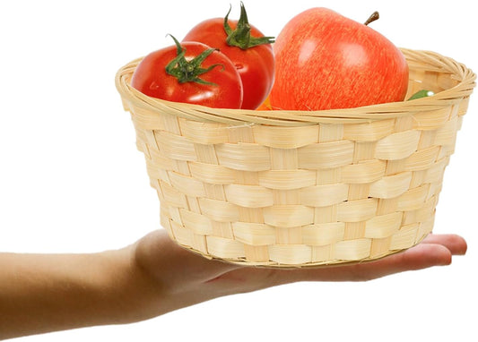 Pack of 12 bamboo baskets – round fruit and bread baskets