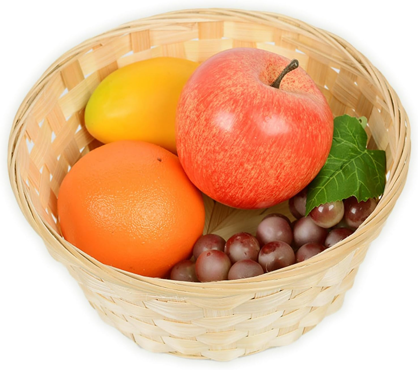 Pack of 12 bamboo baskets – round fruit and bread baskets