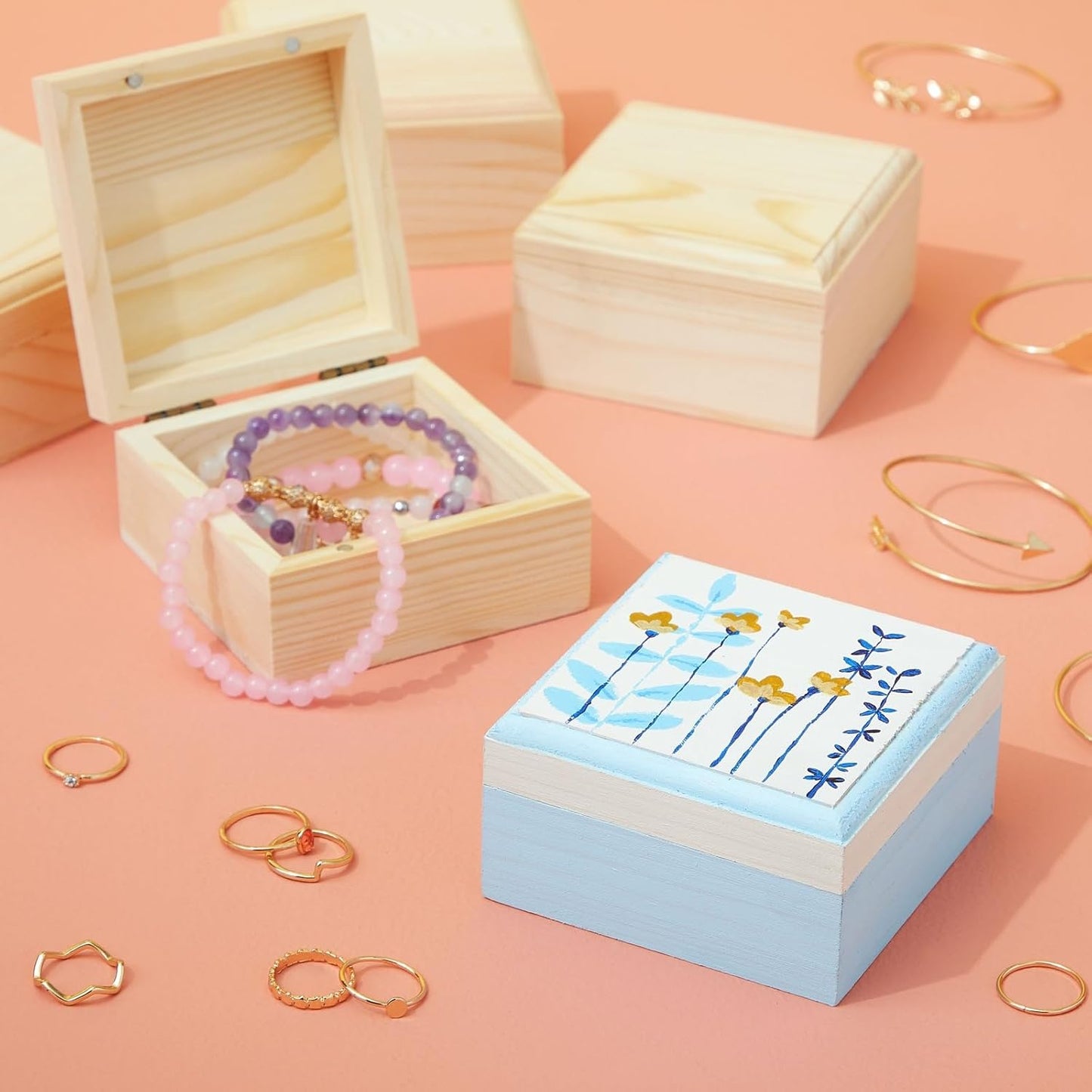 Wooden boxes pinewood – untreated with hinged lid