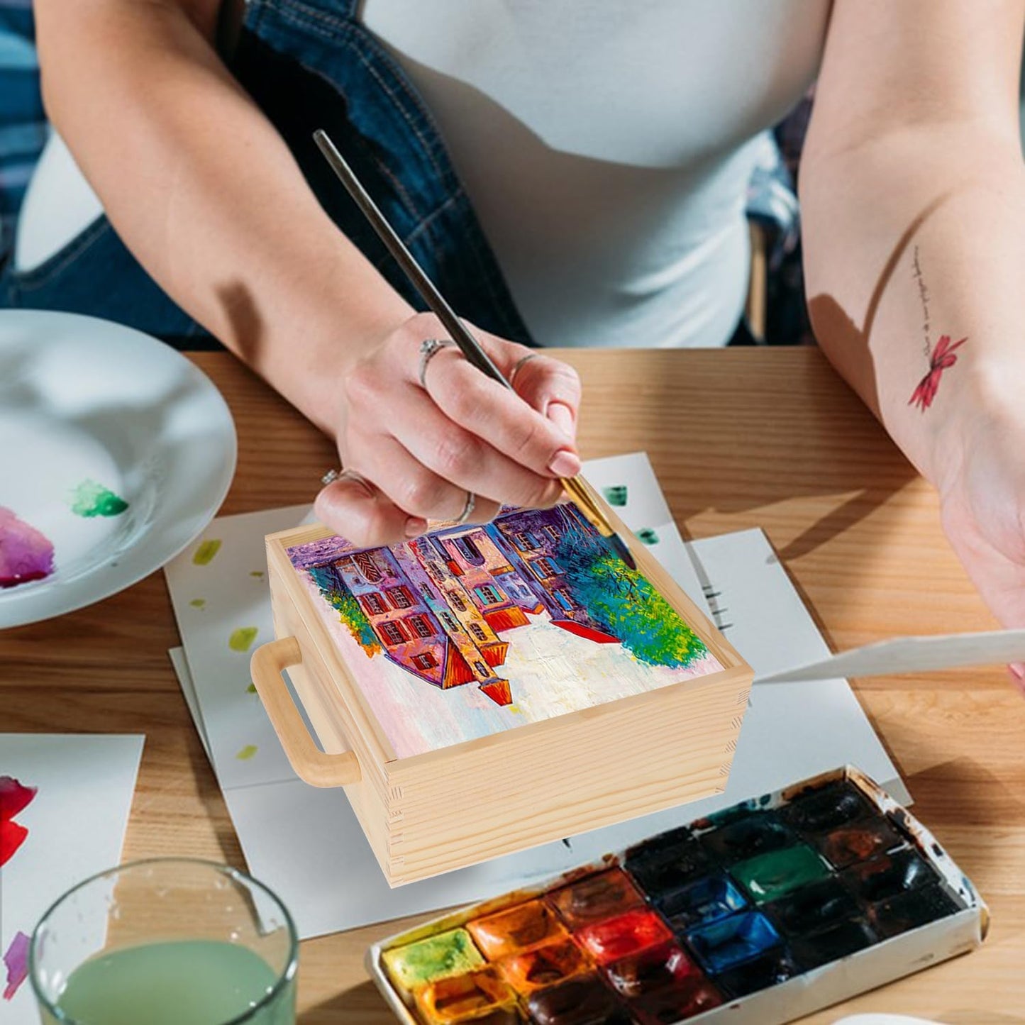 Wooden box made of pinewood – untreated with sliding lid