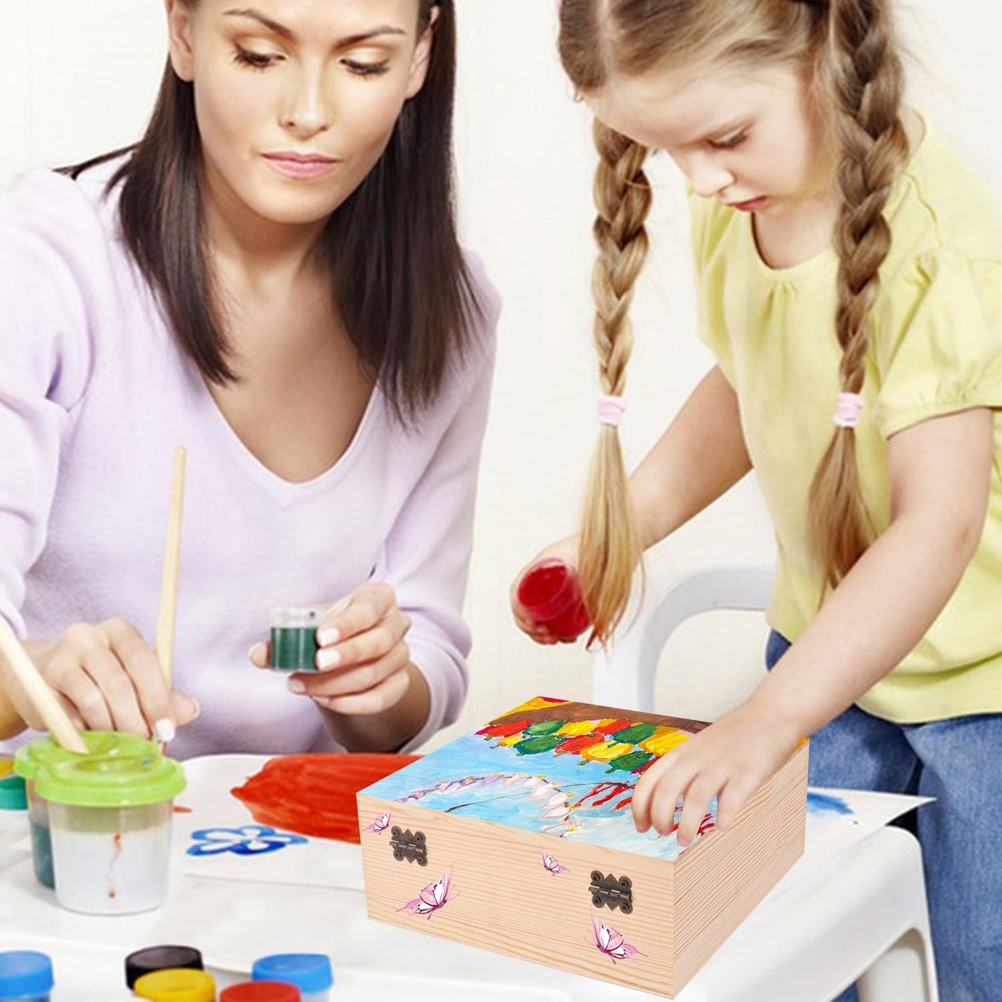 Wooden box made of pinewood – with hinged lid & closure