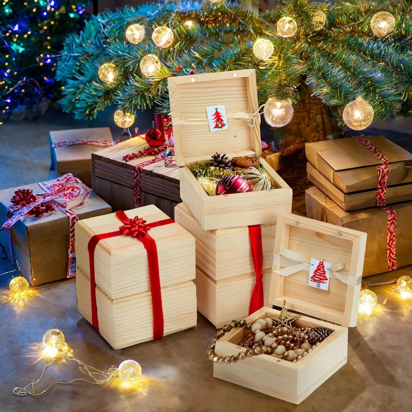 Wooden boxes pinewood – untreated with hinged lid