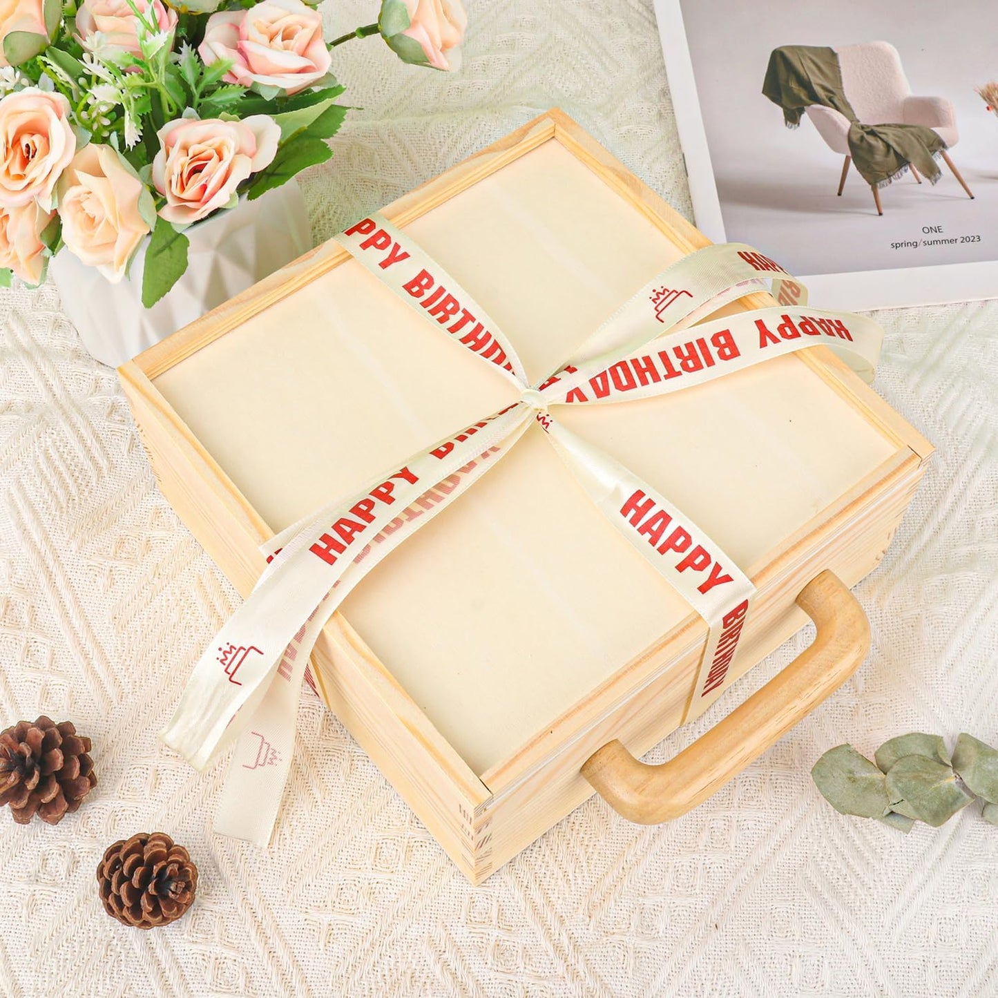 Wooden box made of pinewood – untreated with sliding lid