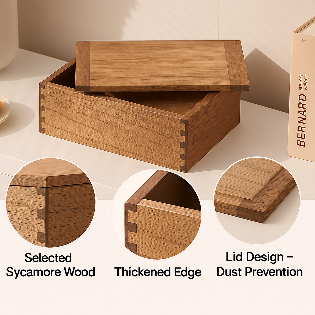 Wooden storage box with lid – natural decorative box