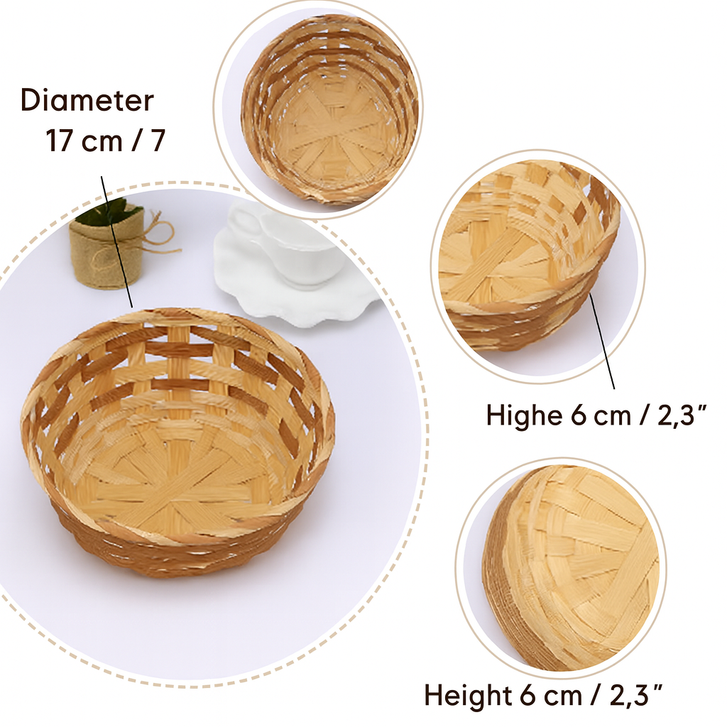 Handmade bamboo basket – round for bread & fruit