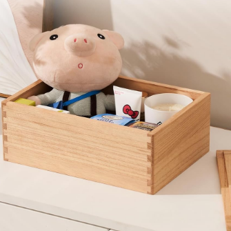 Wooden storage box with lid – natural decorative box