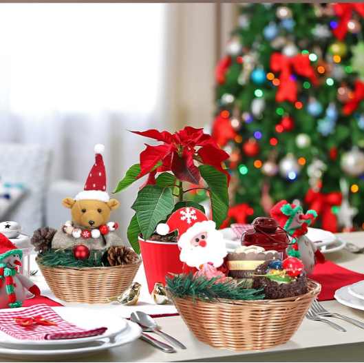 Pack of 20 round plastic baskets – woven bread and fruit bowls