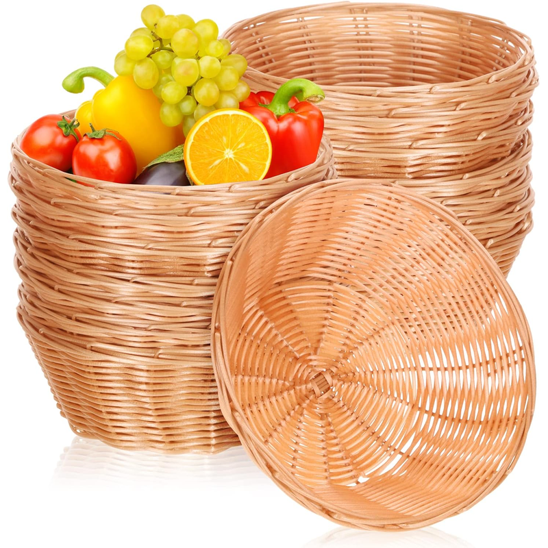 Pack of 20 round plastic baskets – woven bread and fruit bowls