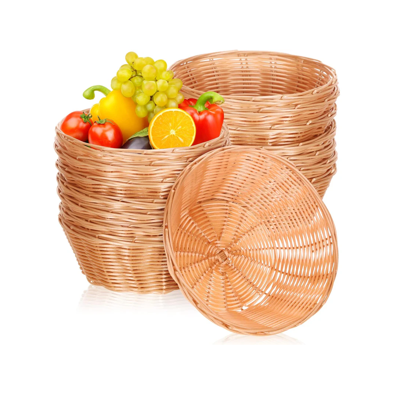 Pack of 20 round plastic baskets – woven bread and fruit bowls