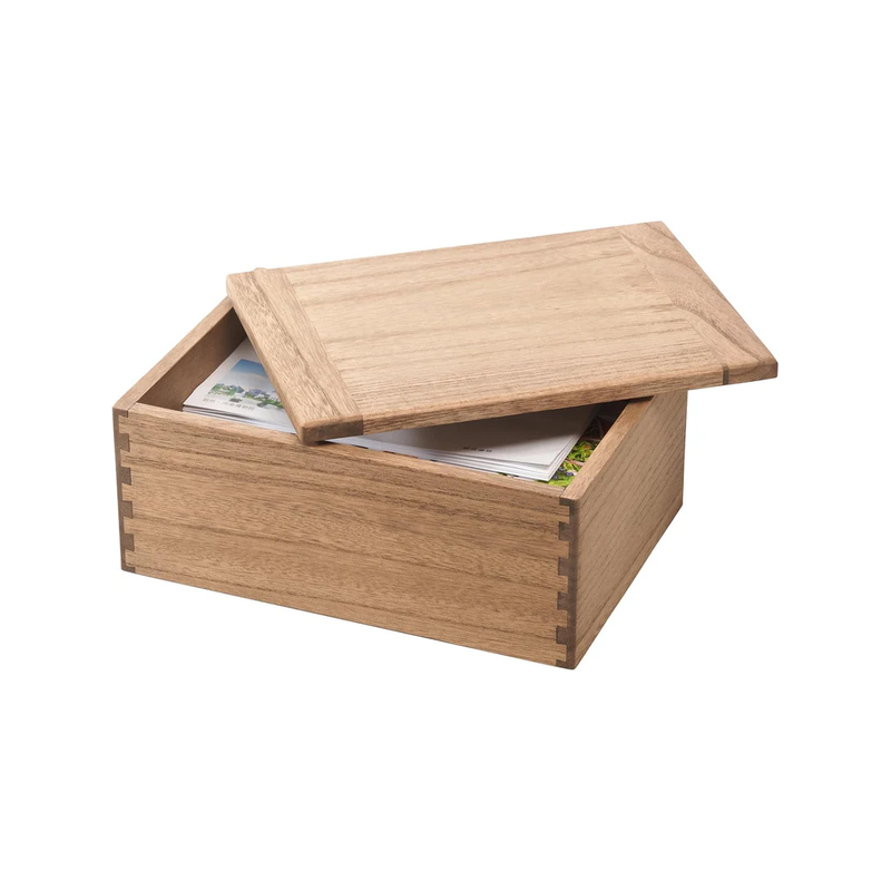 Wooden storage box with lid – natural decorative box
