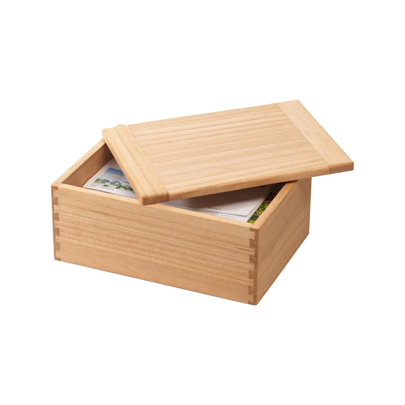 Wooden storage box with lid – natural decorative box