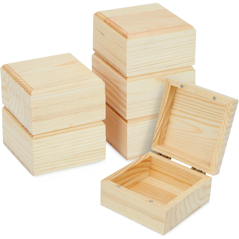 Wooden boxes pinewood – untreated with hinged lid